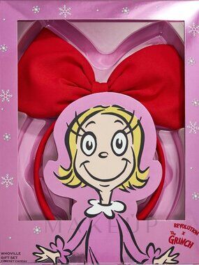 Revolution x The Grinch Whoville Gift Set Lip Cheek Tint Blusher And Headband